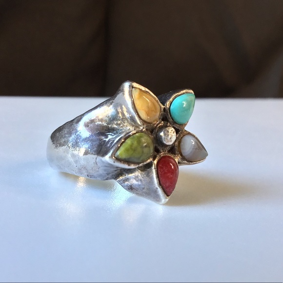 Vintage 925 BARSE multi stone statement ring - Picture 6 of 7